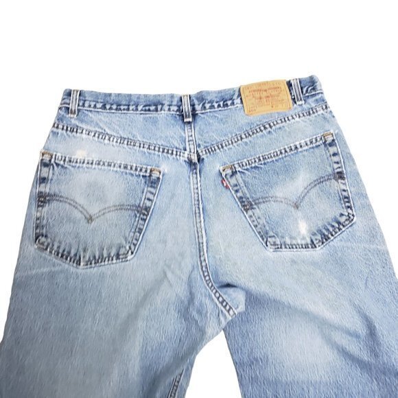 Levi's 550 Men 38 Blue Relaxed Fit Distressed Well Worn Work Jeans Grunge USA - Picture 7 of 8